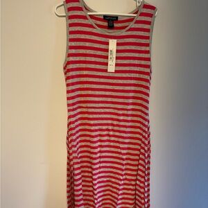 Artisan Red and Gray Striped Tank Dress